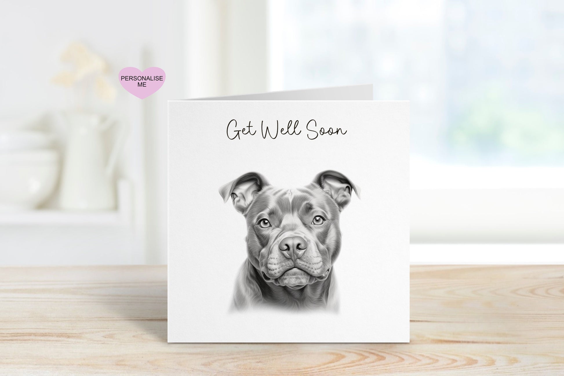 Get Well Soon Card, Dog Design Get Well Soon Card, Personalised Dog Get Well Soon Card