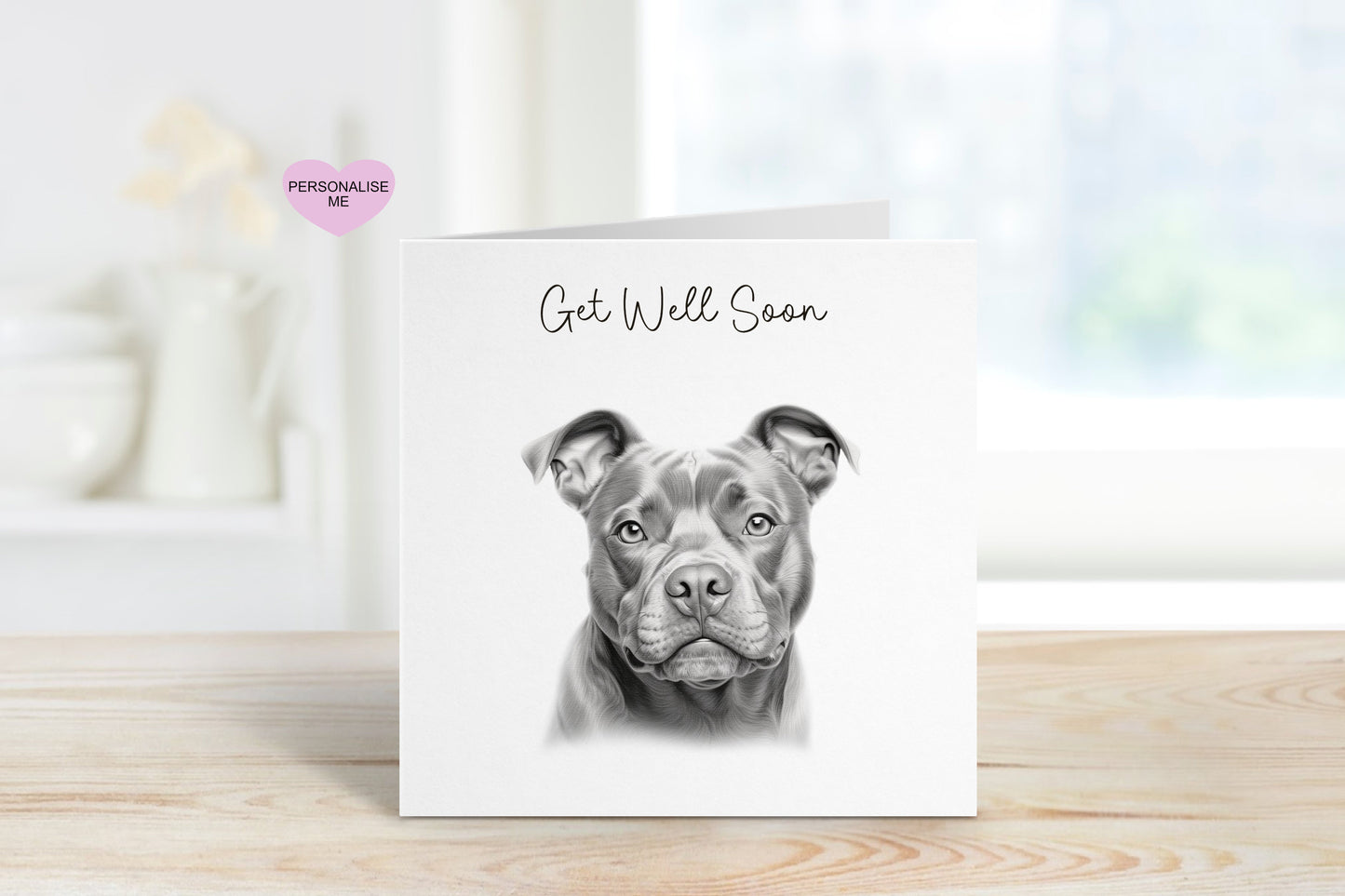 Get Well Soon Card, Dog Design Get Well Soon Card, Personalised Dog Get Well Soon Card