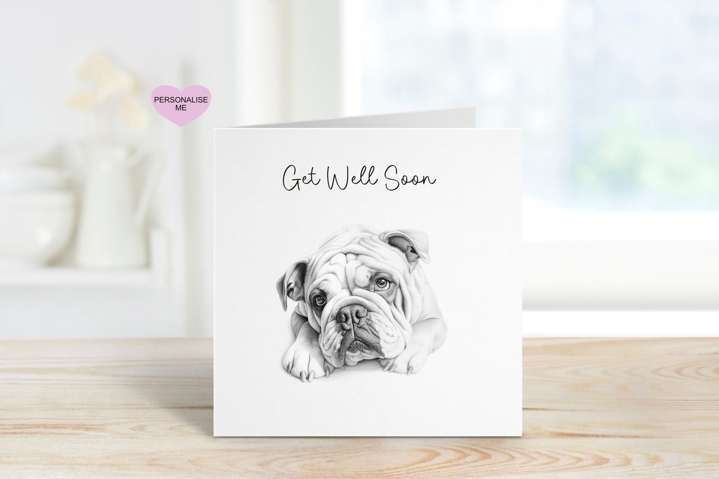 Get Well Soon Card, Dog Design Get Well Soon Card, Personalised Dog Get Well Soon Card