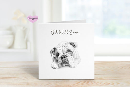 Get Well Soon Card, Dog Design Get Well Soon Card, Personalised Dog Get Well Soon Card