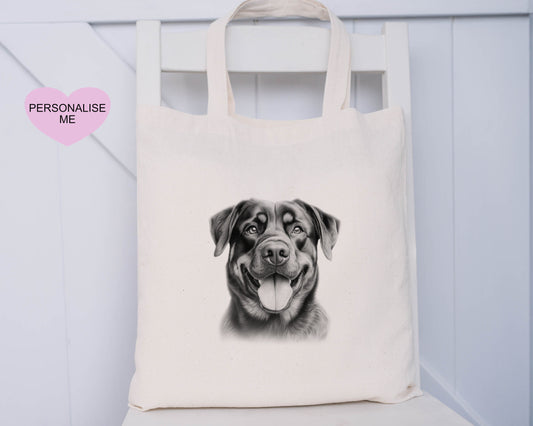 Dog Tote Bag, Personalised Tote Bag, Rottweiler, Black Lab, Golden Lab, Cockapoo, Yorkie, Pitbull, Staff, Springer Spaniel, Cocker, Samoyed