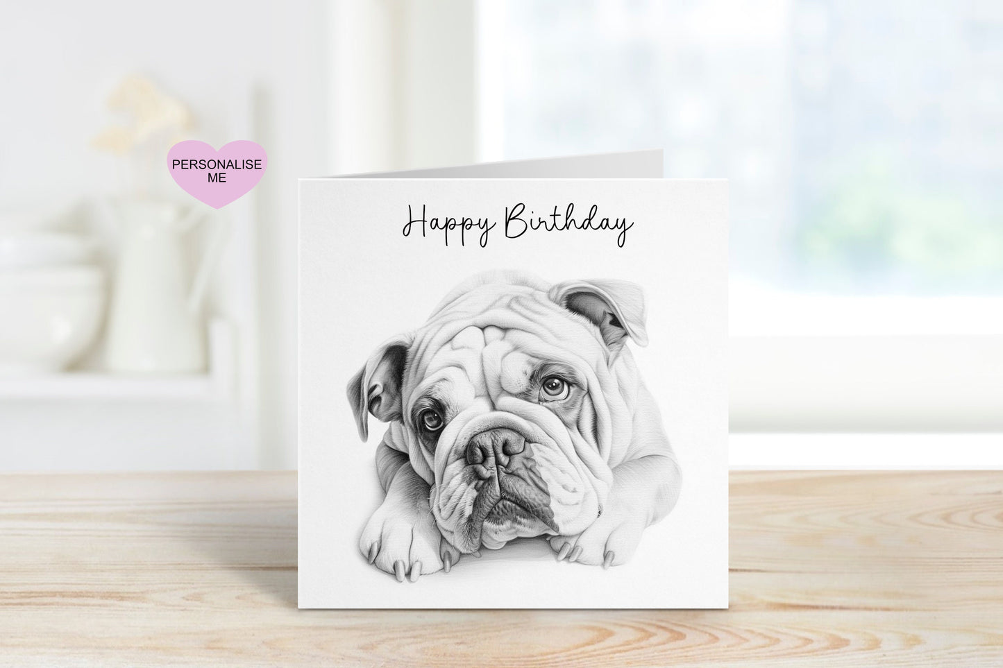 Bulldog Birthday Card, Personalised Bulldog Card, Birthday Card For Bulldog Lovers
