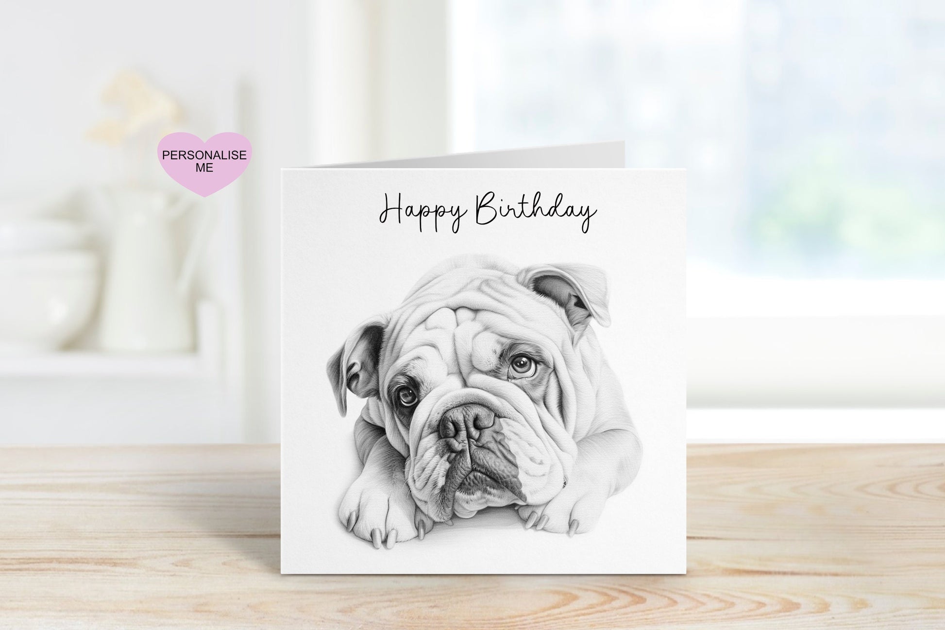 Bulldog Birthday Card, Personalised Bulldog Card, Birthday Card For Bulldog Lovers