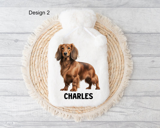 Brown Dachshund Hot Water Bottle, Personalised Hot Water Bottle, Hot Water Bottle Cover
