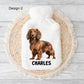 Brown Dachshund Hot Water Bottle, Personalised Hot Water Bottle, Hot Water Bottle Cover