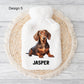 Brown Dachshund Hot Water Bottle, Personalised Hot Water Bottle, Hot Water Bottle Cover