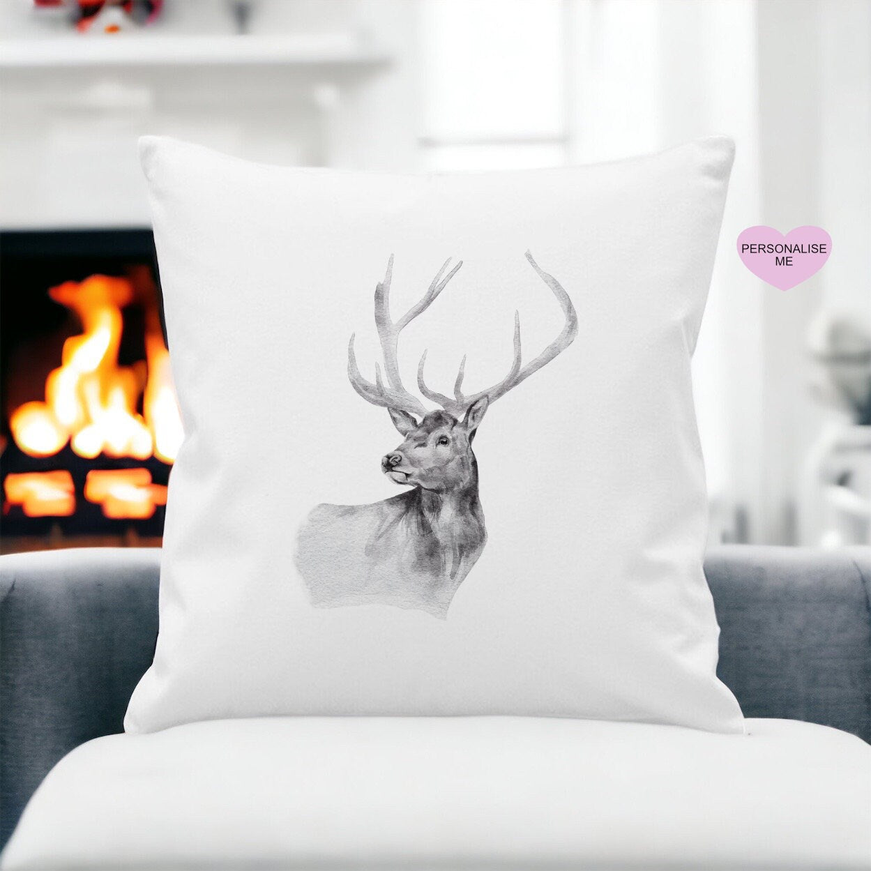 Stag Cushion, Personalised Cushion Gift, New Home Gift, Gift For Granddaughter, Luxury Rabbit Cushion