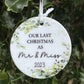First Christmas As Mr And Mrs Bauble 2024, 1st Xmas As A Mrs Christmas Tree Decoration,