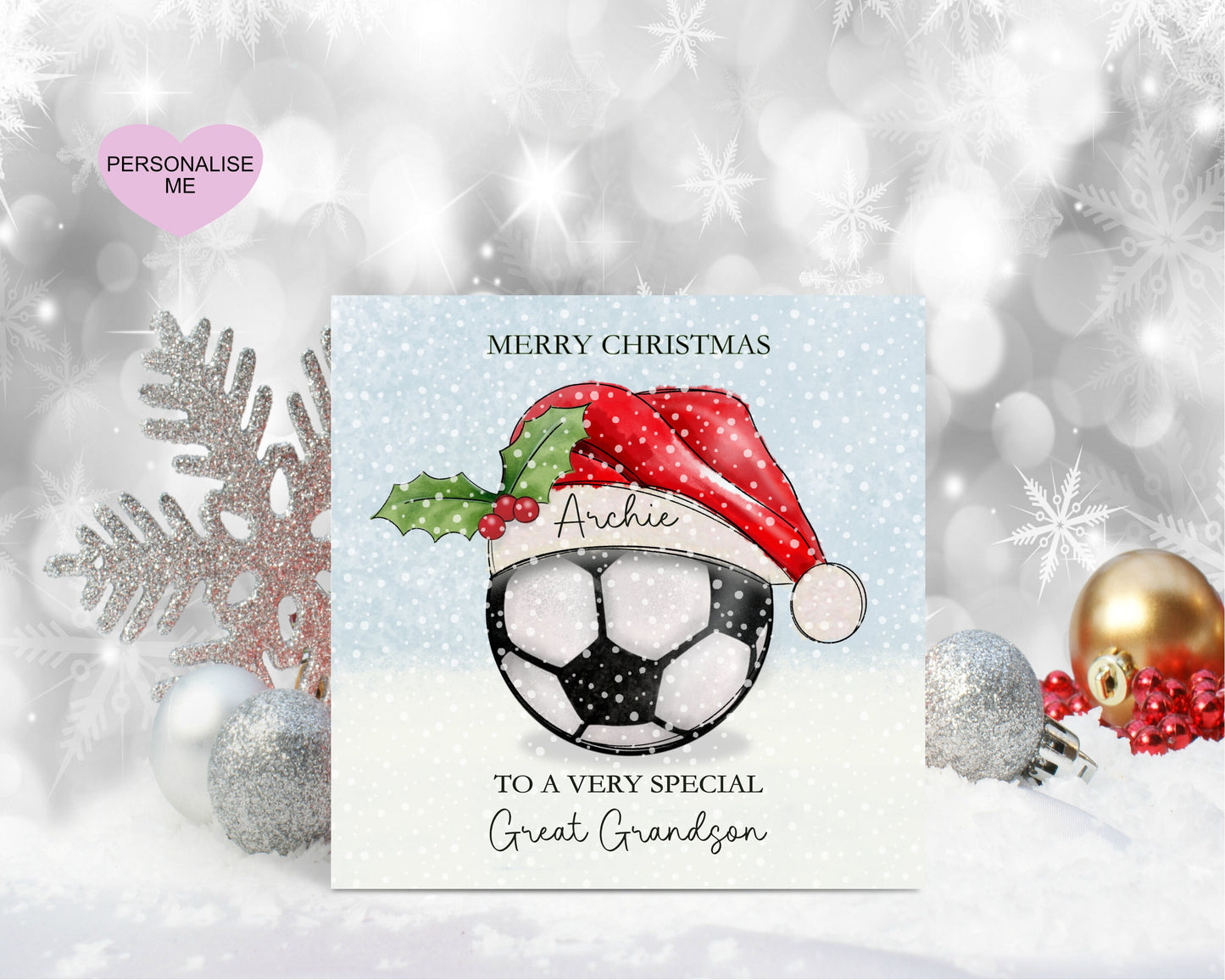 Football Christmas Card, Great Nephew Christmas Card, Christmas Card For Great Nephew, Personalised Christmas Card