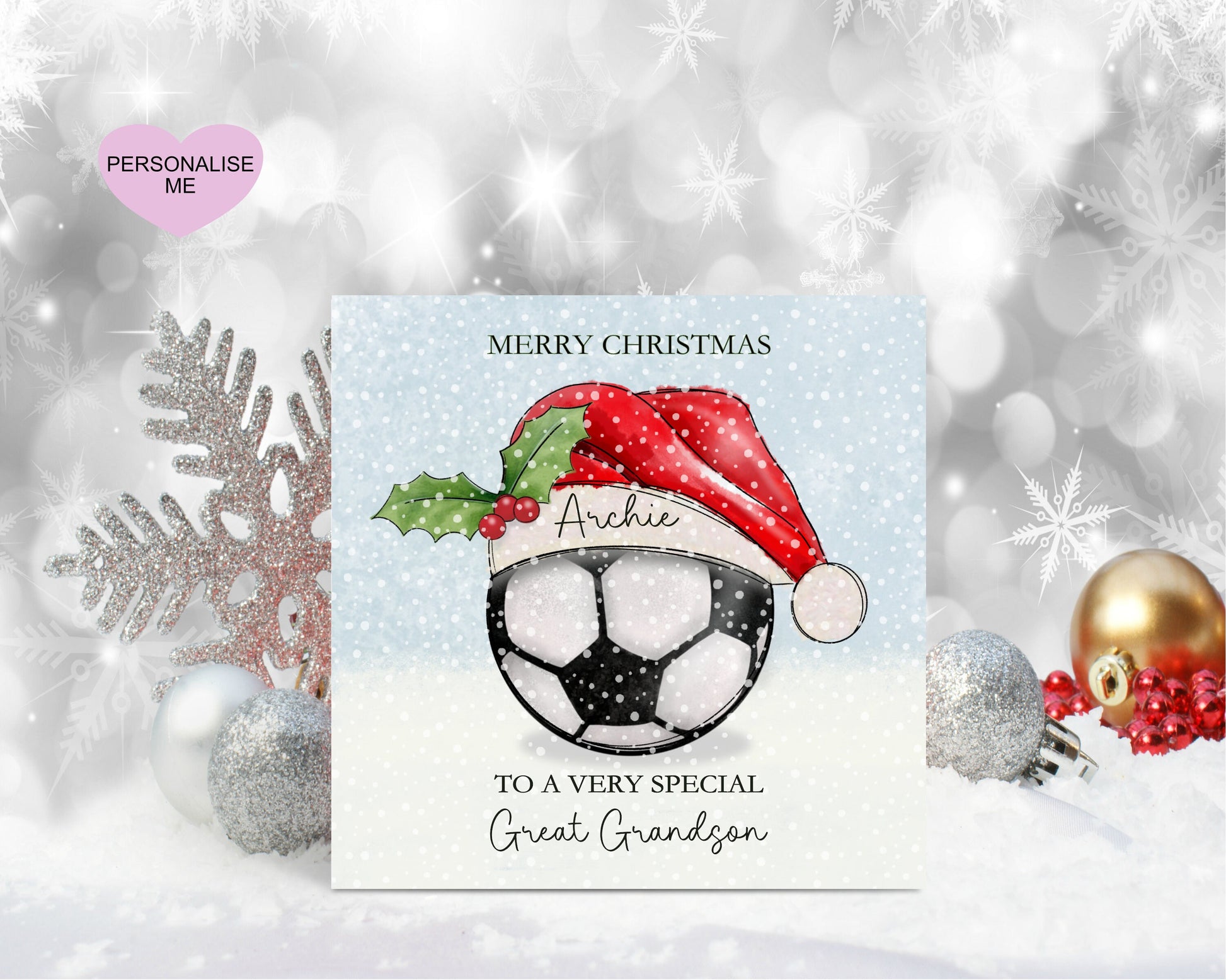 Football Christmas Card, Great Nephew Christmas Card, Christmas Card For Great Nephew, Personalised Christmas Card