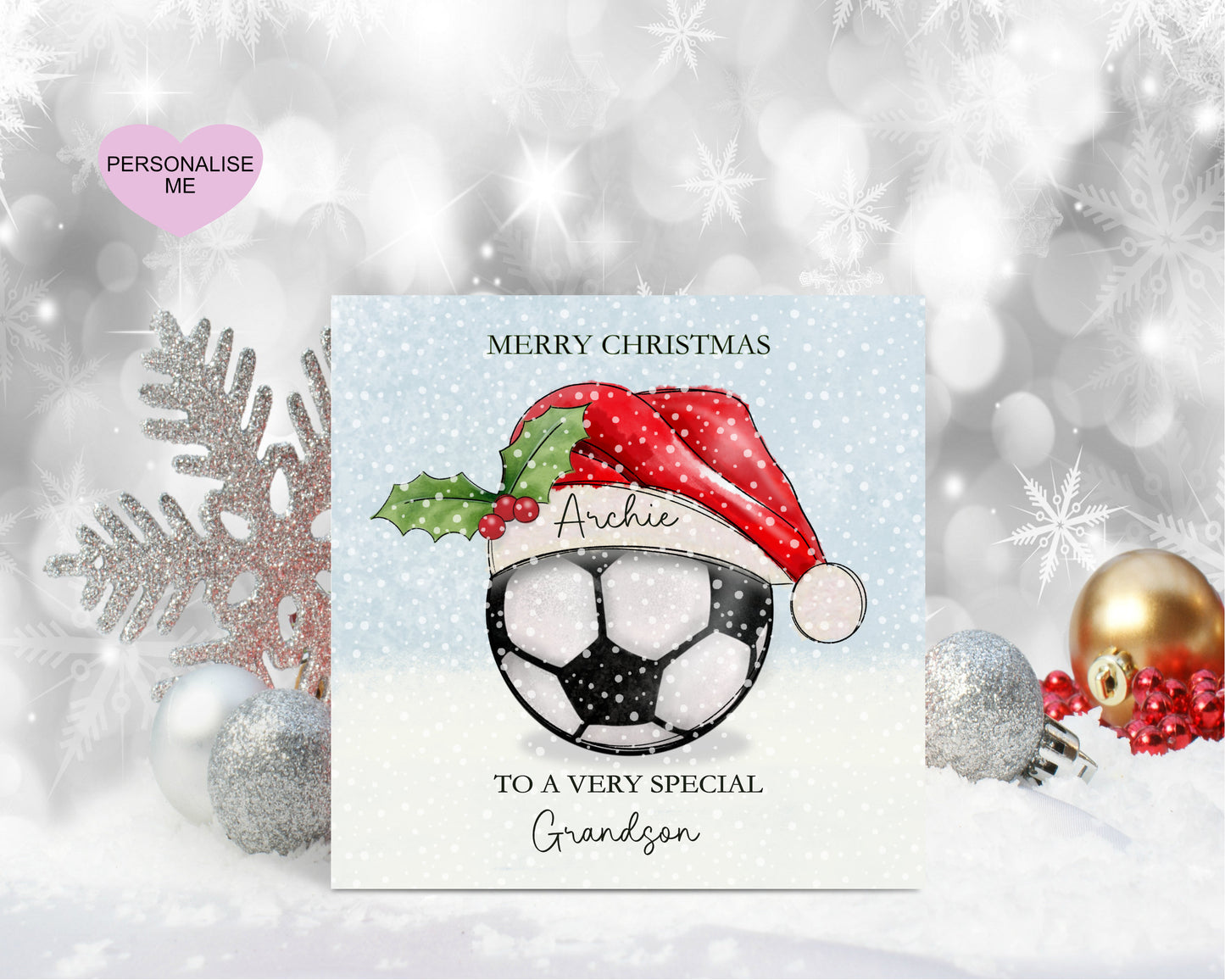 Football Christmas Card, Great Nephew Christmas Card, Christmas Card For Great Nephew, Personalised Christmas Card