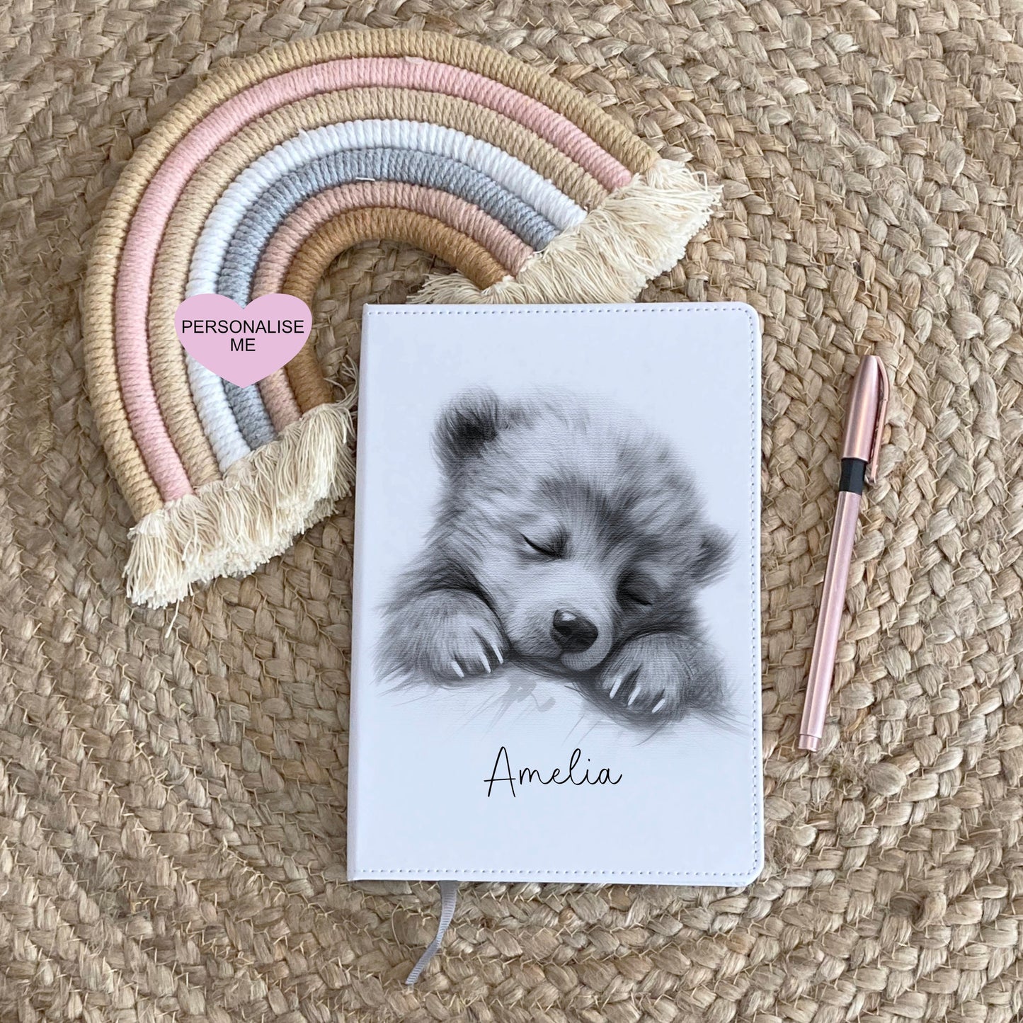 Sleepy Bear Notebook, Personalised Bear Notebook ,Gift For Granddaughter, Gift For Mum, Gift For Friend