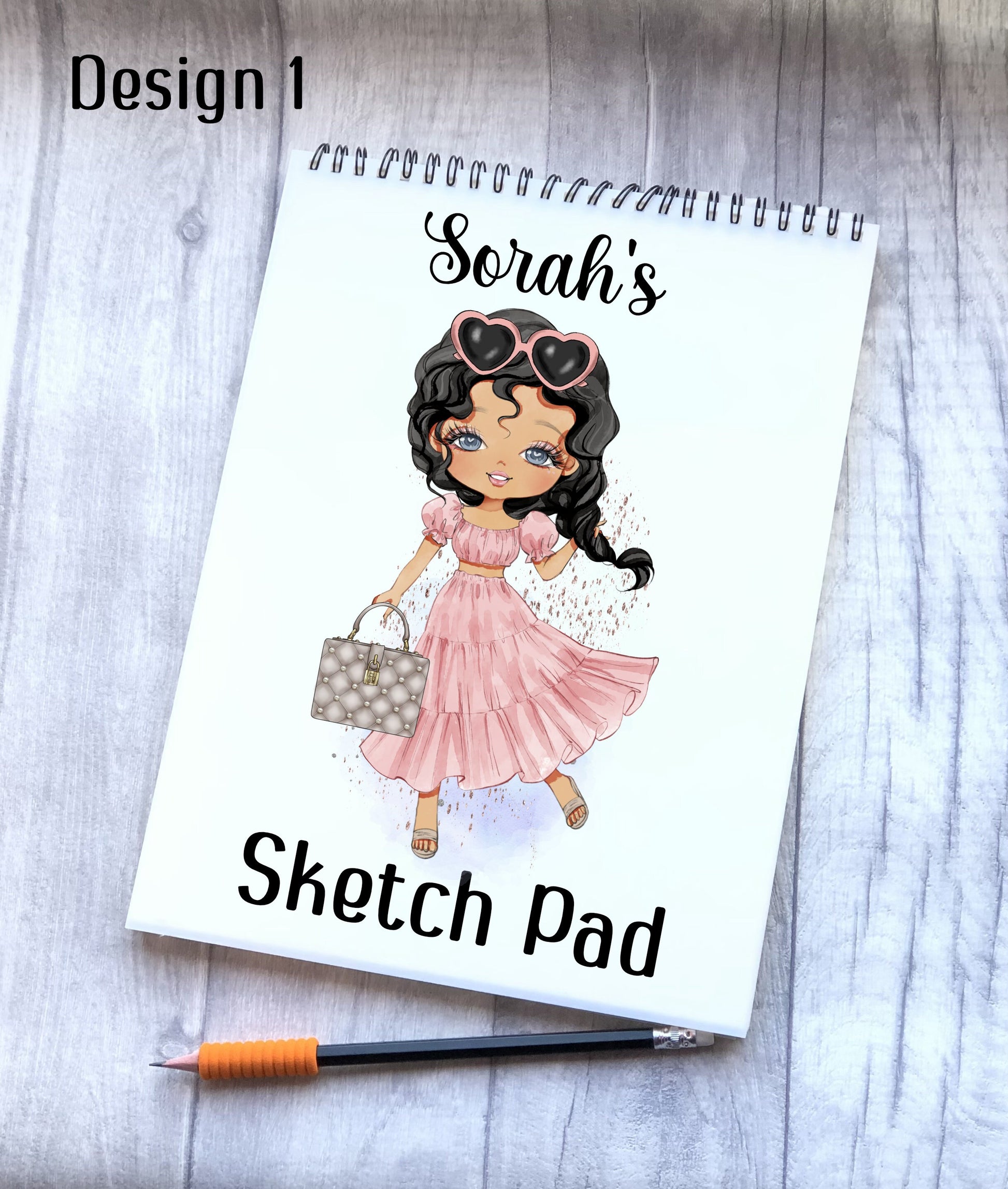 Sketch Book, Personalised Sketchbook, Fashion Girl Drawing Book, Granddaughter Gift, Daughter Stocking Filler, Christmas Gift