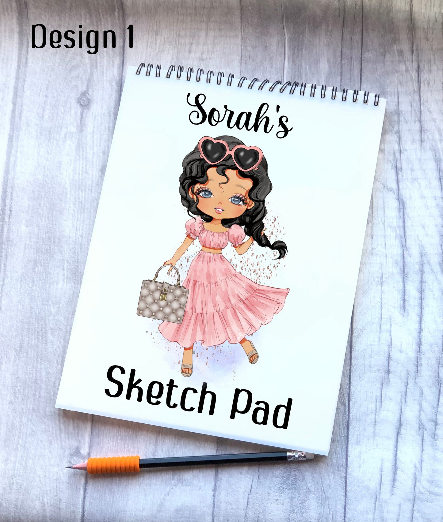 Sketch Book, Personalised Sketchbook, Fashion Girl Drawing Book, Granddaughter Gift, Daughter Stocking Filler, Christmas Gift