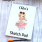 Sketch Book, Personalised Sketchbook, Fashion Girl Drawing Book, Granddaughter Gift, Daughter Stocking Filler, Christmas Gift