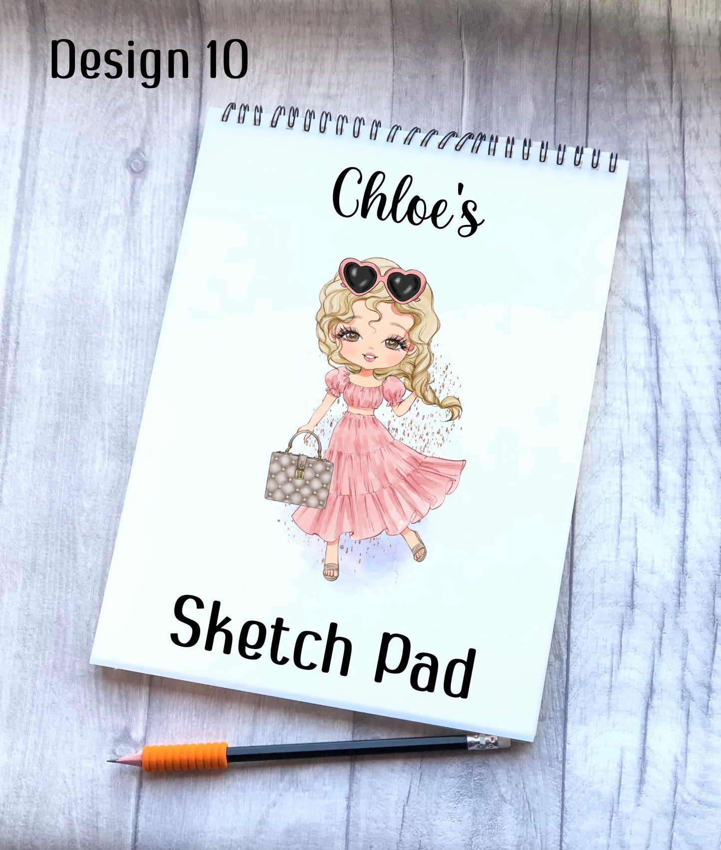 Sketch Book, Personalised Sketchbook, Fashion Girl Drawing Book, Granddaughter Gift, Daughter Stocking Filler, Christmas Gift