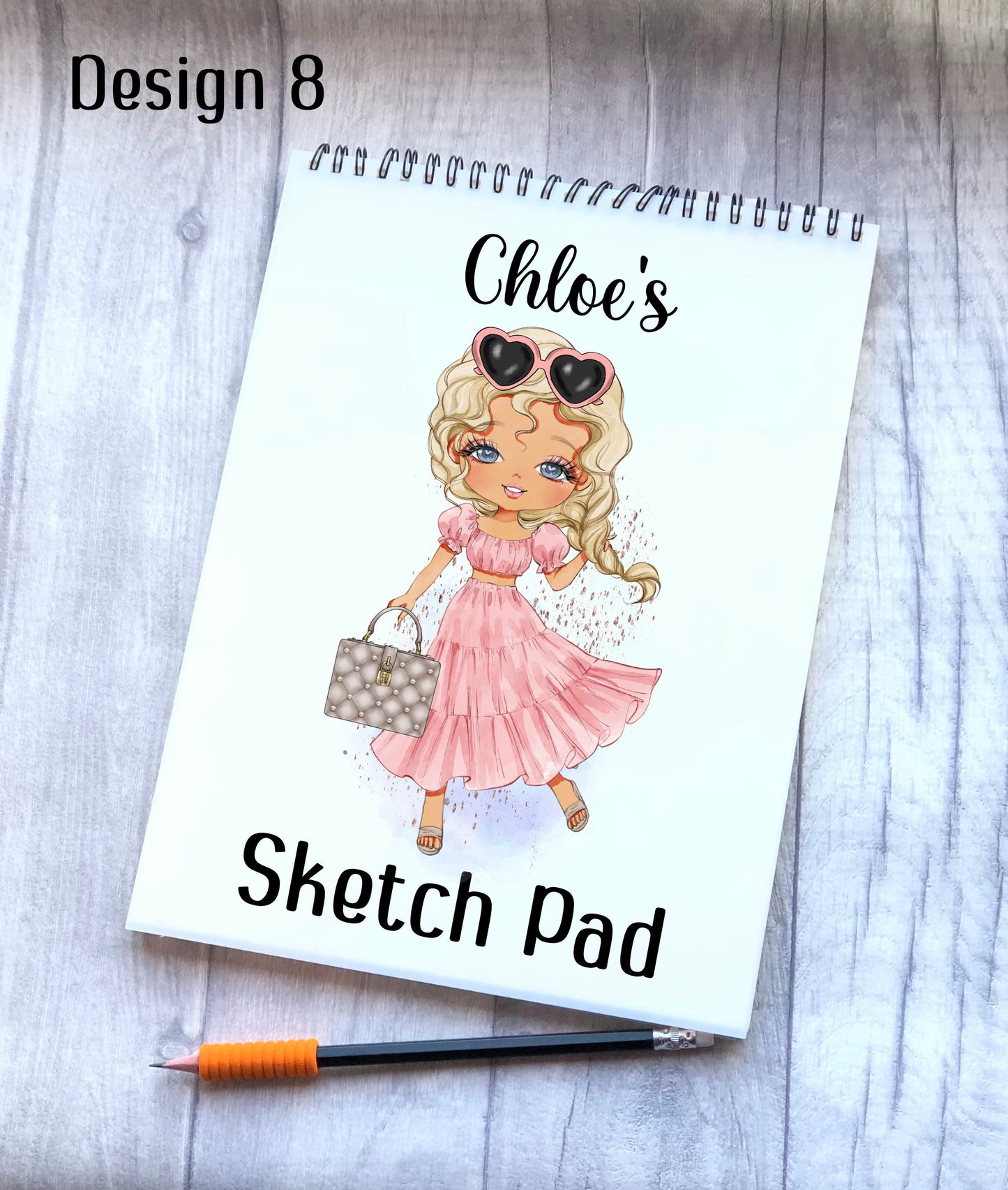 Sketch Book, Personalised Sketchbook, Fashion Girl Drawing Book, Granddaughter Gift, Daughter Stocking Filler, Christmas Gift