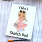 Sketch Book, Personalised Sketchbook, Fashion Girl Drawing Book, Granddaughter Gift, Daughter Stocking Filler, Christmas Gift