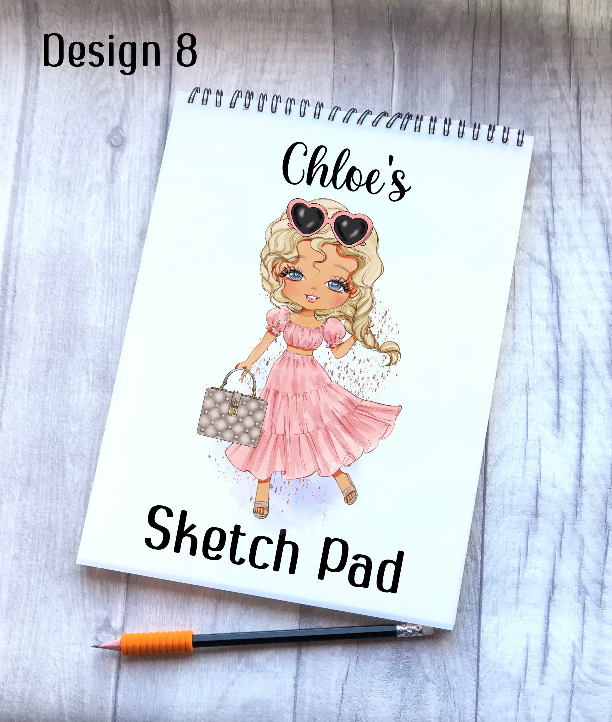 Sketch Book, Personalised Sketchbook, Fashion Girl Drawing Book, Granddaughter Gift, Daughter Stocking Filler, Christmas Gift