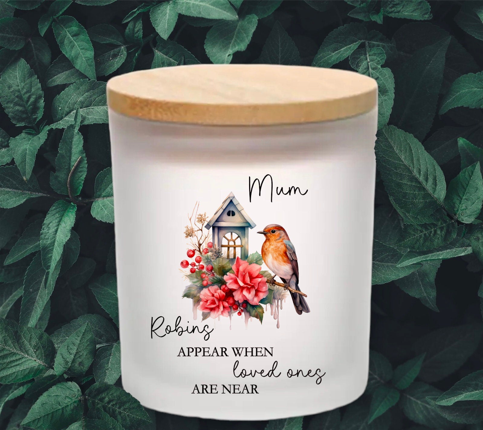 Lost Loved One Gift, Robins Appear When Loved Ones Are Near, Memory Candle Jar Gift, Xmas Memorial Gift, Lost Loved One Gift For Dad