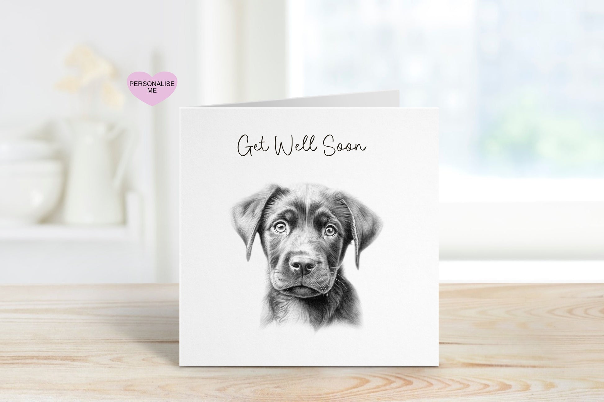 Get Well Soon Card, Dog Design Get Well Soon Card, Personalised Dog Get Well Soon Card