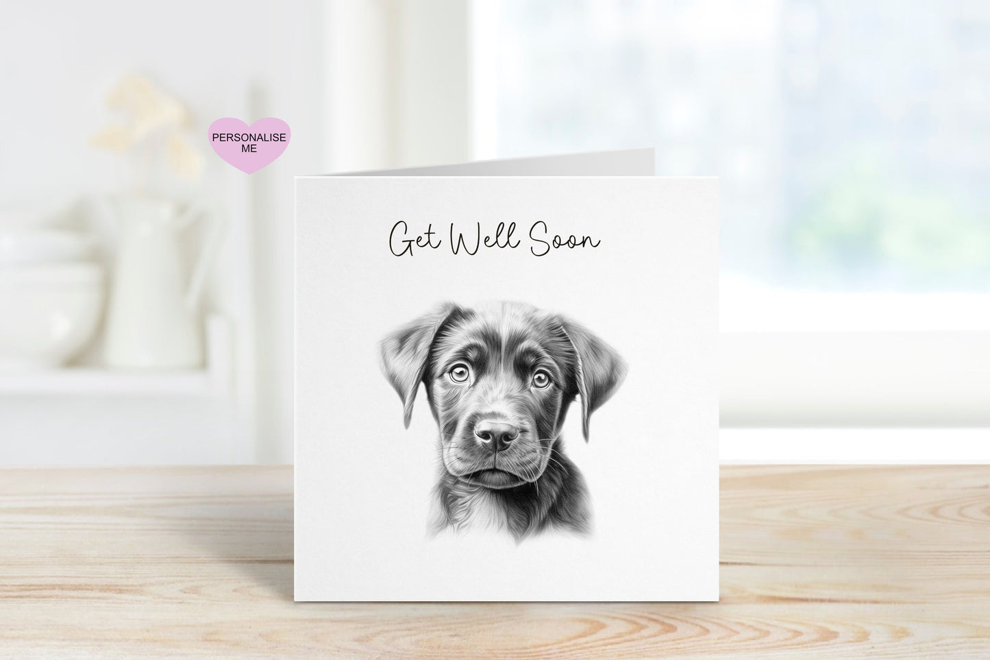 Get Well Soon Card, Dog Design Get Well Soon Card, Personalised Dog Get Well Soon Card