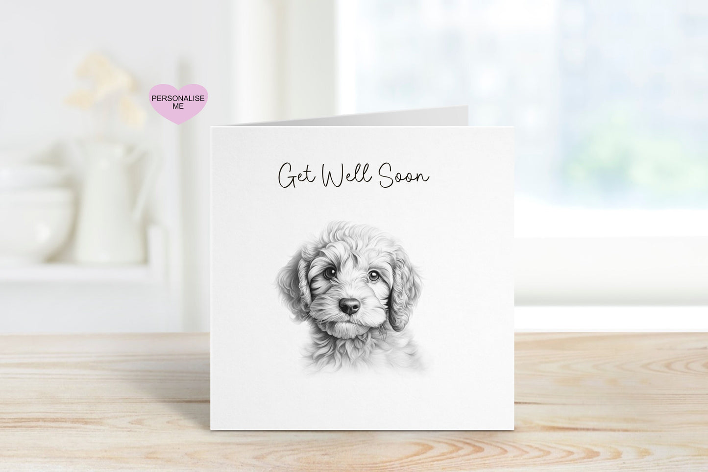 Get Well Soon Card, Dog Design Get Well Soon Card, Personalised Dog Get Well Soon Card