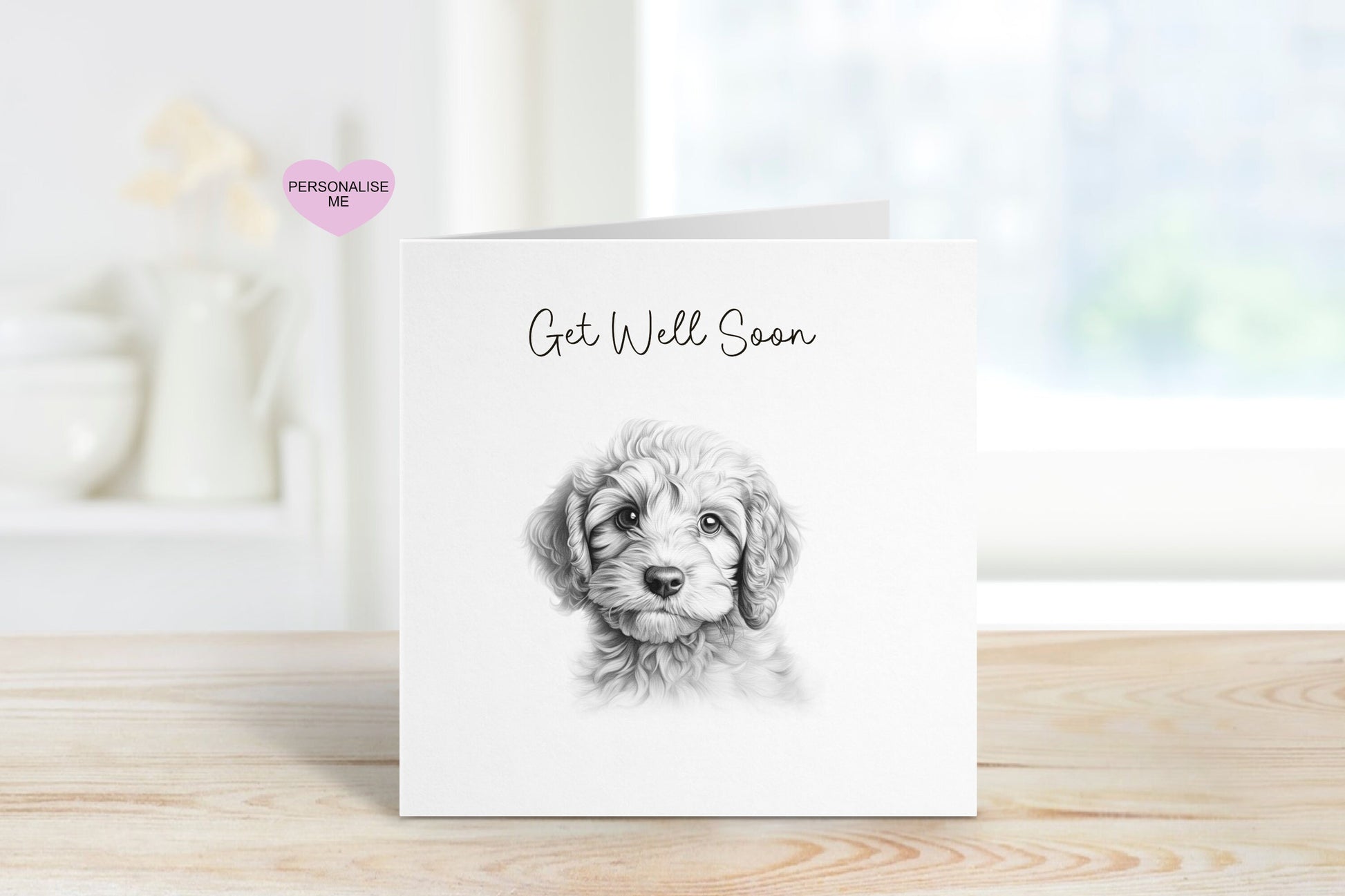 Get Well Soon Card, Dog Design Get Well Soon Card, Personalised Dog Get Well Soon Card