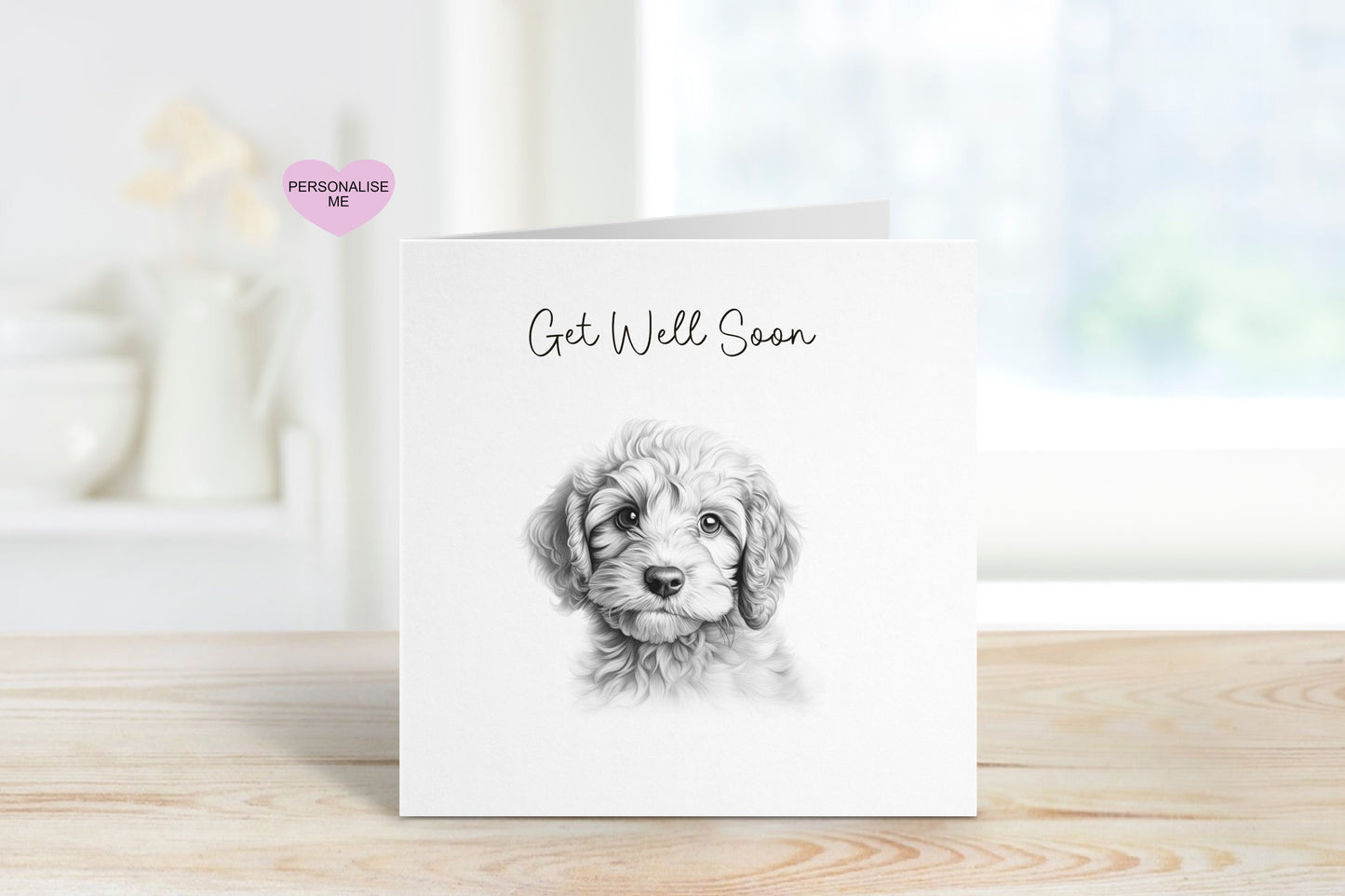 Get Well Soon Card, Dog Design Get Well Soon Card, Personalised Dog Get Well Soon Card