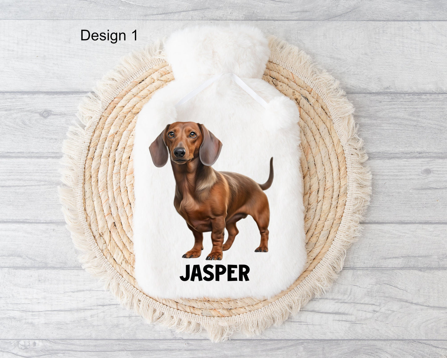 Brown Dachshund Hot Water Bottle, Personalised Hot Water Bottle, Hot Water Bottle Cover