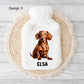 Brown Dachshund Hot Water Bottle, Personalised Hot Water Bottle, Hot Water Bottle Cover