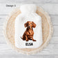 Brown Dachshund Hot Water Bottle, Personalised Hot Water Bottle, Hot Water Bottle Cover