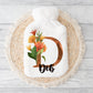 Hot Water Bottle, Nannie Gift, Personalised Hot Water Bottle, Christmas Gift For Grandma, Christmas Gift For Friend, Autumn Flower Initial