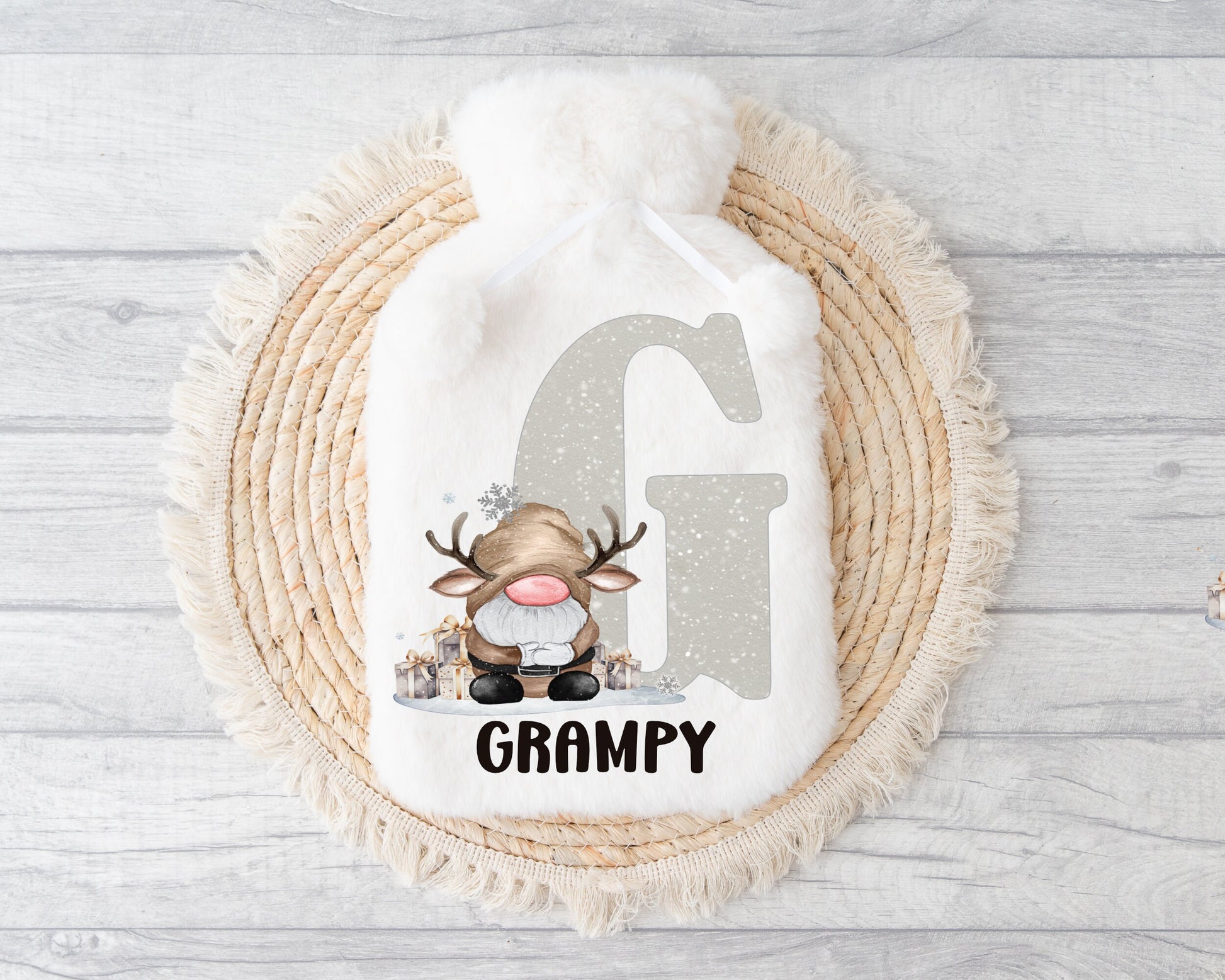 Hot Water Bottle, Gift For Bampy, Personalised Hot Water Bottle, Christmas Gift For Grampy, Christmas Gift For Friend, Gonk Gift