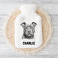 Dog Hot Water Bottle, Personalised Hot Water Bottle, Black Lab, Golden Lab, Yorkie, Samoyed, Pit Bull, Rottweiler, Staff, Cocker, Springer