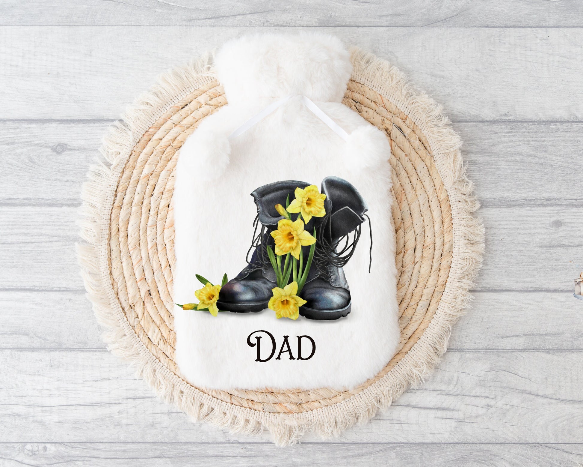 Hot Water Bottle, Gift For Grandad, Personalised Hot Water Bottle, Christmas Gift For Grampy, Christmas Gift For Friend, Army Boots Design