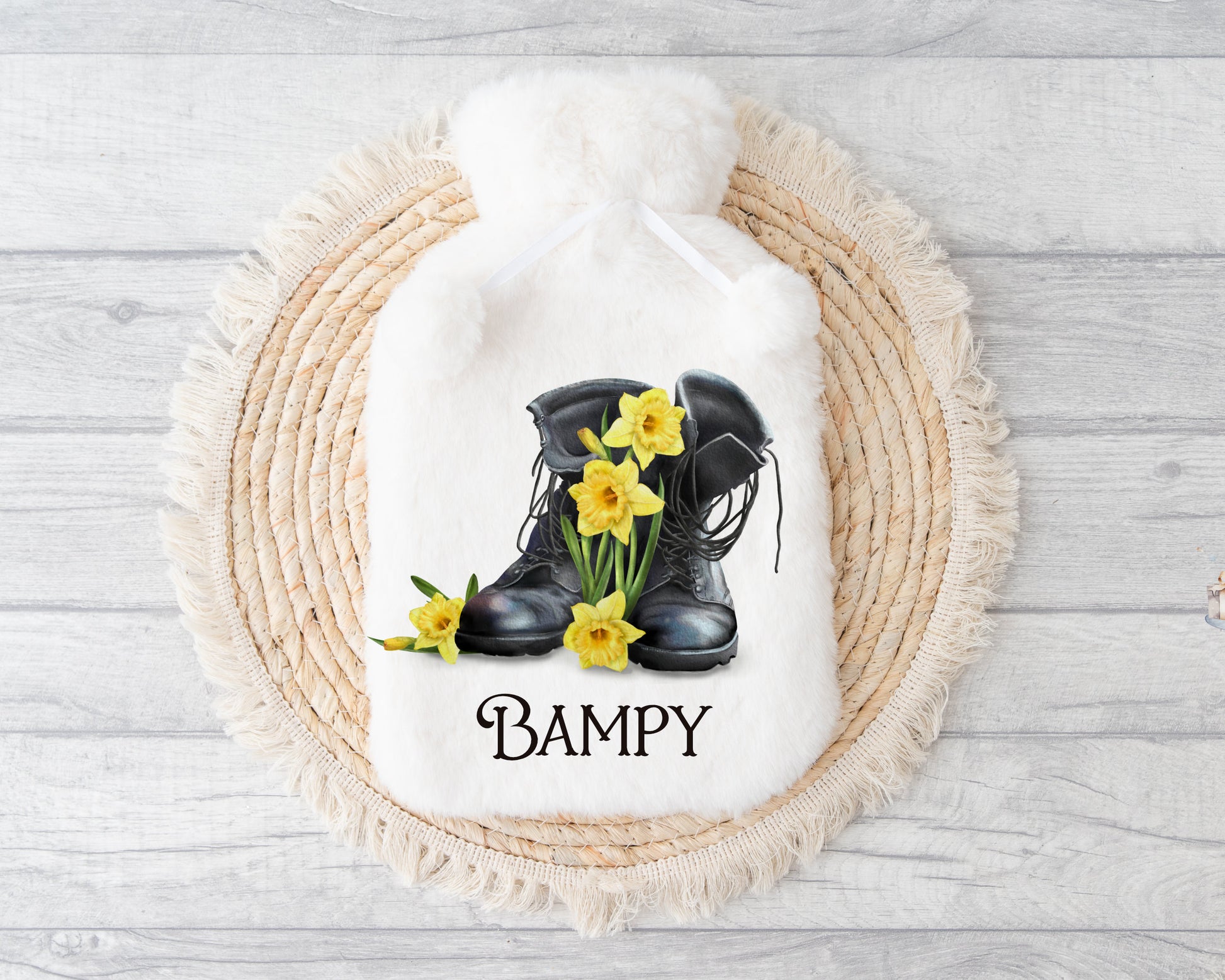 Personalised Hot Water Bottle, Christmas Gift For Him, Christmas Gift For Friend, Army Boots Design