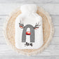 Hot Water Bottle, Gift For Her, Personalised Hot Water Bottle, Christmas Gift For Friend, Christmas Gift For Him, Reindeer Initial
