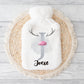 Personalised Hot Water Bottle, Christmas Gift For Friend, Christmas Gift For Him, Reindeer Initial,Hot Water Bottle, Gift For Her,