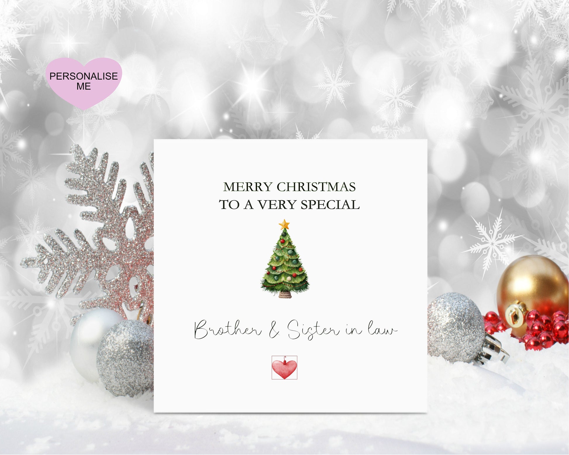 Brother & Sister In Law Christmas Card, Christmas Card For Brother, Personalised Christmas Card, Christmas Tree Card