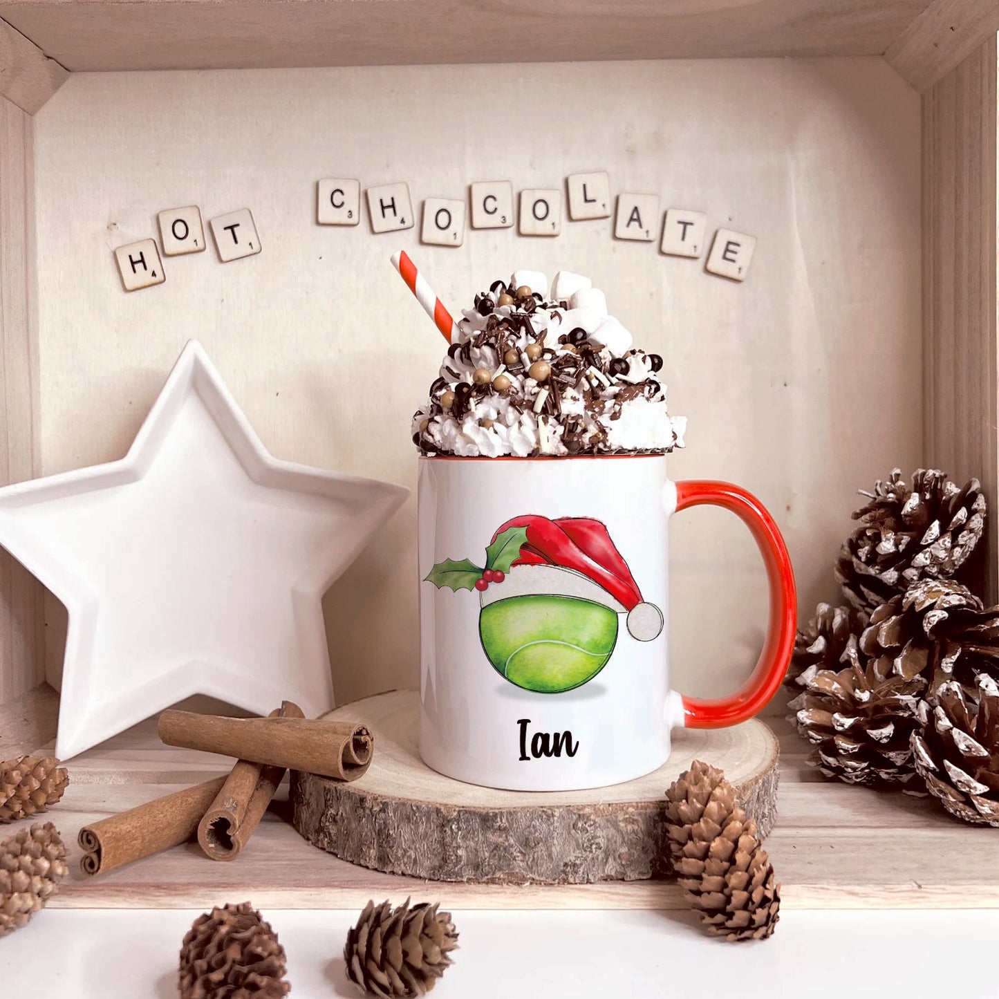 Tennis Christmas Mug, Personalised Tennis Christmas Mug. Xmas Movie Mug, Stocking Filler, Secret Santa Gift, Sports Christmas Gifts