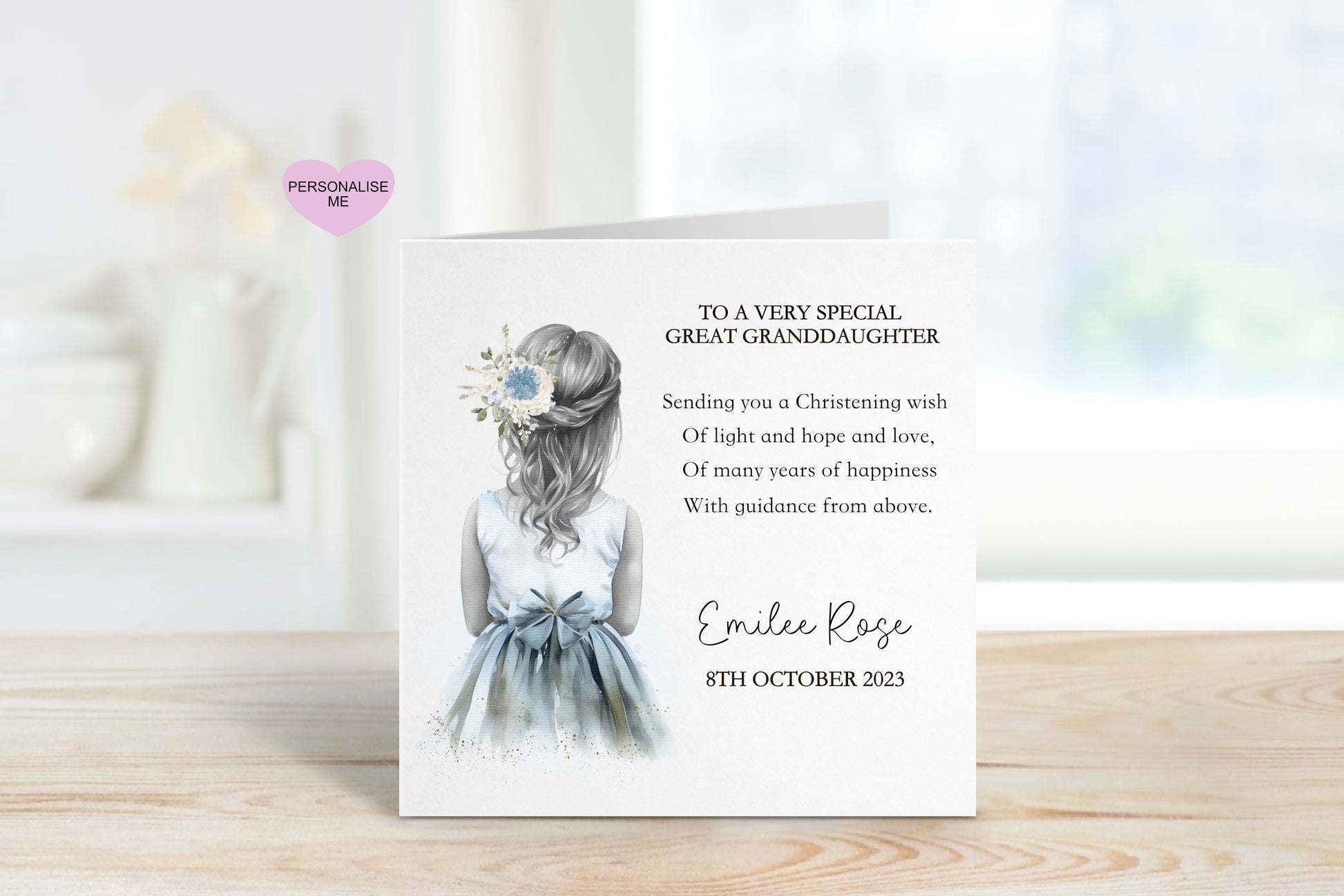 Personalised Christening Card, Christening Card For A Special Little Girl