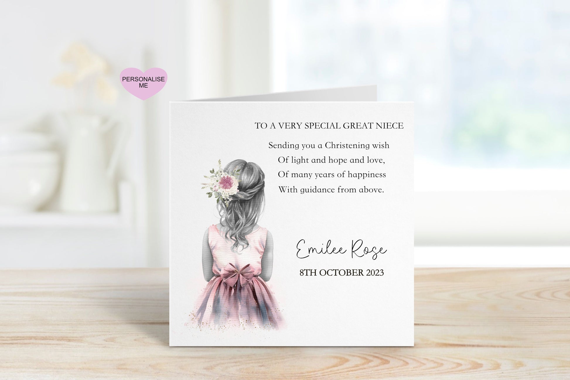 Personalised Christening Card, Christening Card For A Special Little Girl