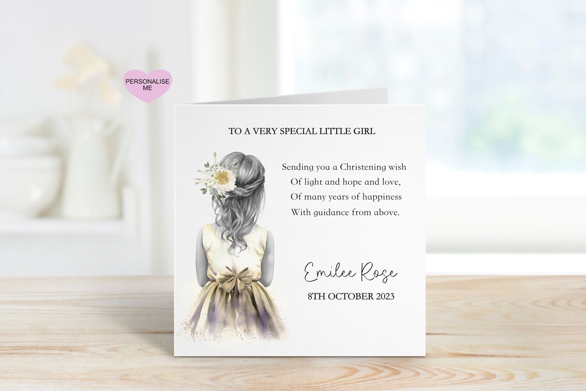 Personalised Christening Card, Christening Card For A Special Little Girl