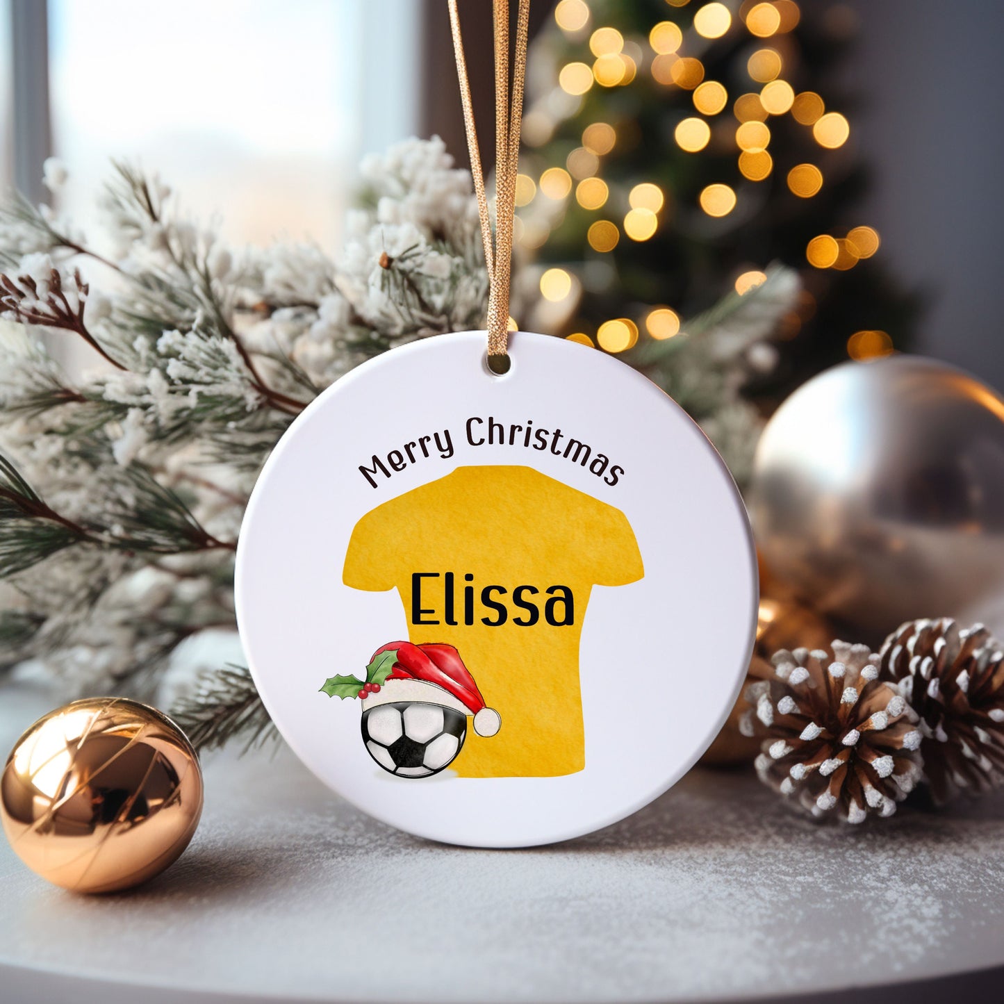 Football Bauble, Personalised Football Christmas Bauble For Kids, Football Shirt Christmas Tree Decoration
