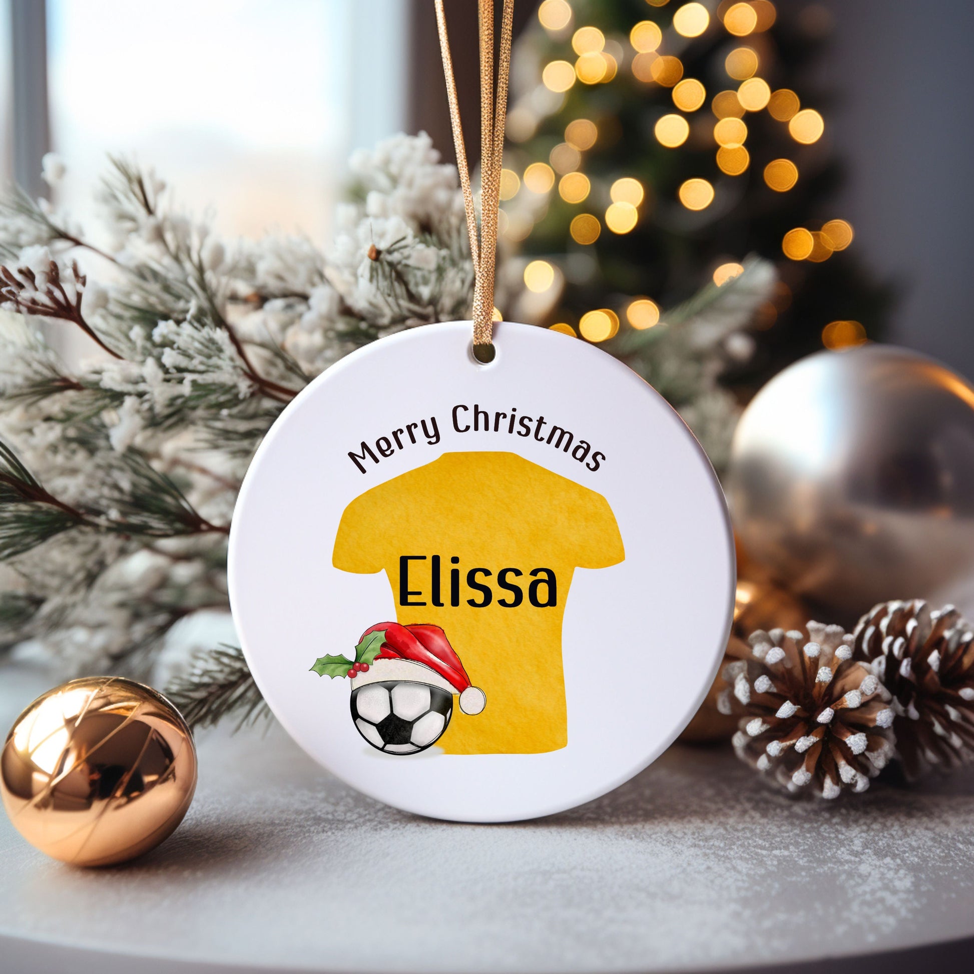 Football Bauble, Personalised Football Christmas Bauble For Kids, Football Shirt Christmas Tree Decoration