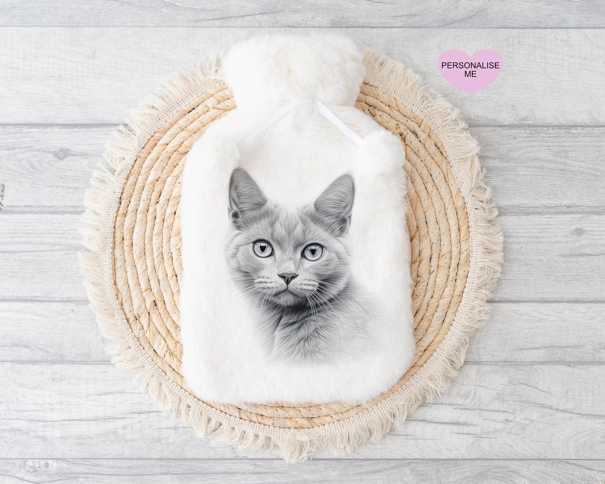 Cat Hot Water Bottle, Gift For Her, Personalised Hot Water Bottle, Christmas Gift For Friend, Christmas Gift For Him,