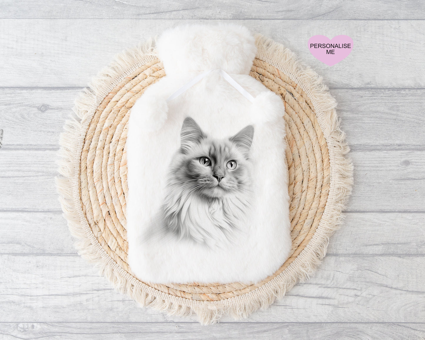 Persian Cat Hot Water Bottle, Gift For Her, Personalised Hot Water Bottle, Christmas Gift For Friend, Christmas Gift For Him,
