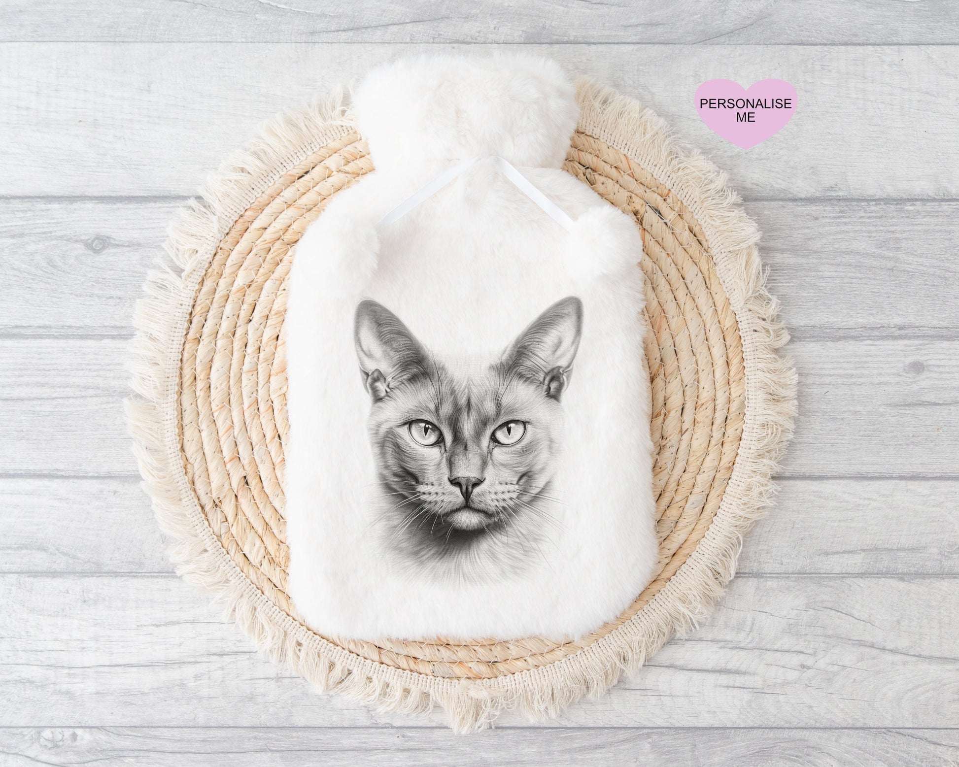 Cat Hot Water Bottle, Gift For Her, Personalised Hot Water Bottle, Christmas Gift For Friend, Christmas Gift For Him,