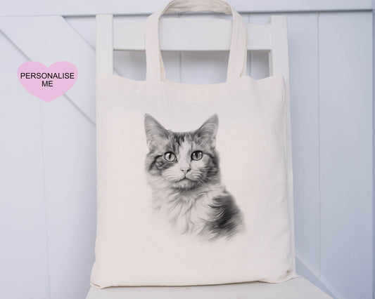 Cat Tote Bag, Personalised Tote Bag, Gift For Her, Gift For Friend, Gift For Mum, Xmas Gift For Nanna